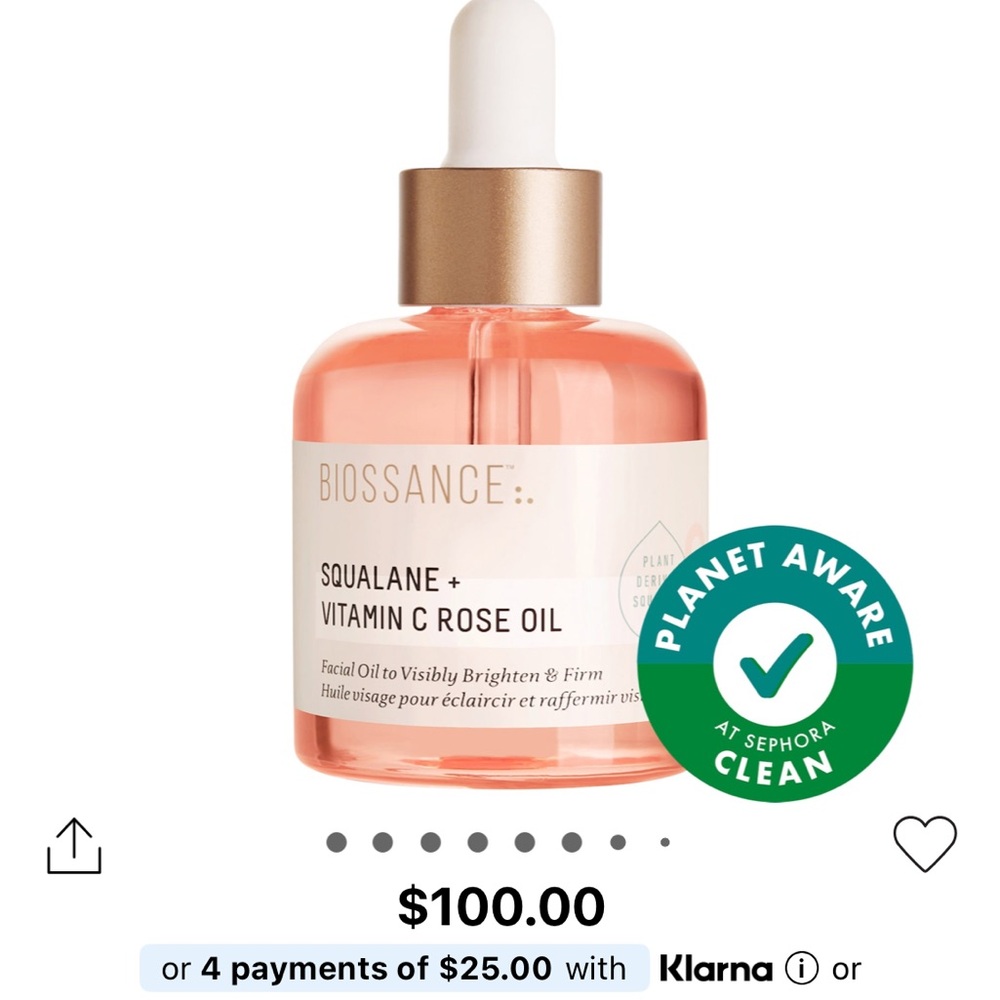 Biossance Pink Rose Squalane + Vitamin C Facial Oil